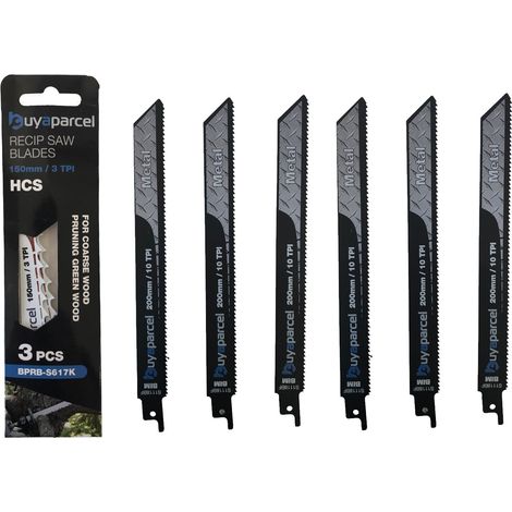 Reciprocating Sabre Saw Blades S1118BF 200mm 10 TPI HCS Metal Aluminium x6 (1/5)