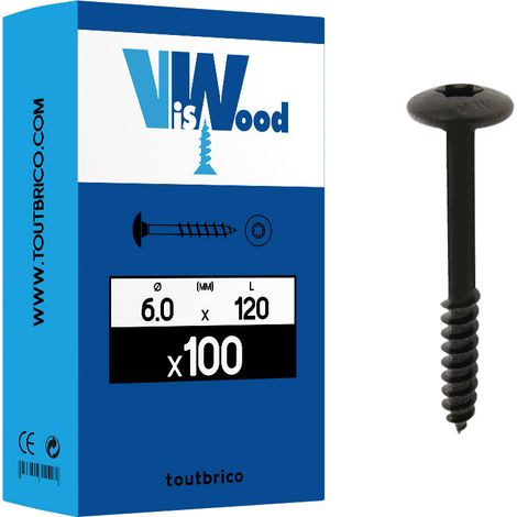 Empreinte Torx T 30 en acier zingué noir - VISWOOD - 120 (1/2)