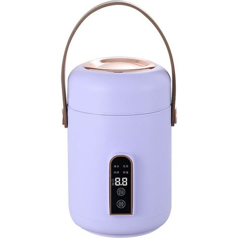 Mini cuiseur à riz multifonction portable, isotherme et efficace, idéal pour soupes, porridges et préparations culinaires (violet). Parfait pour la maison, le bureau ou une chambre d'étudiant. (1/5)
