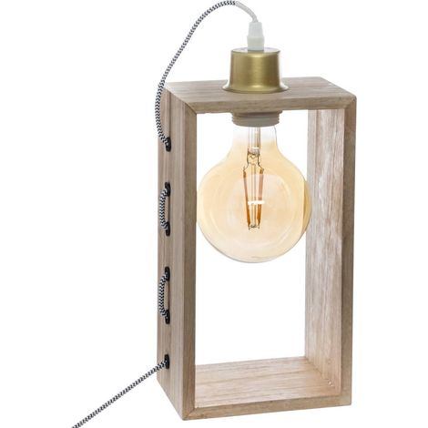Lampe design et originale en Bois H 28 cm - Atmosphera (1/3)