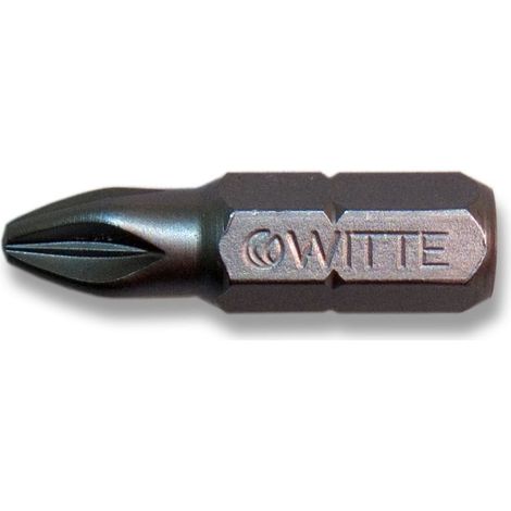 Pozidriv Guide en acier inoxydable 1/4" Pointe courte (PZ3x25) WITTE 28513