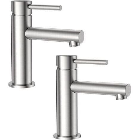 2X Cecipa gebürsteter Waschtischhahn – Einhebel-Waschtischmischer für heißes und kaltes Wasser (1/5)