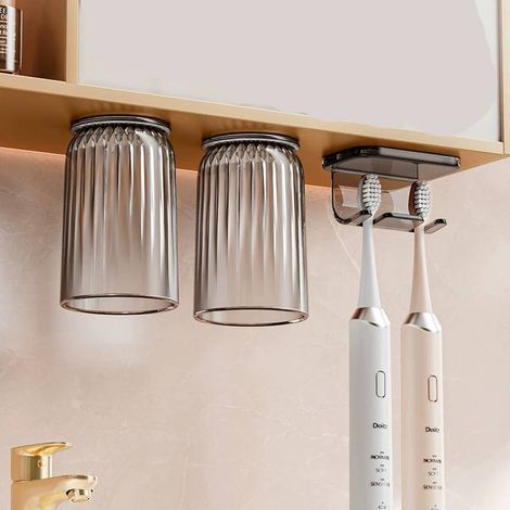 Portaspazzolino da parete per bagno e WC - Portaspazzolino da parete per bagno e WC (grigio elegante)
