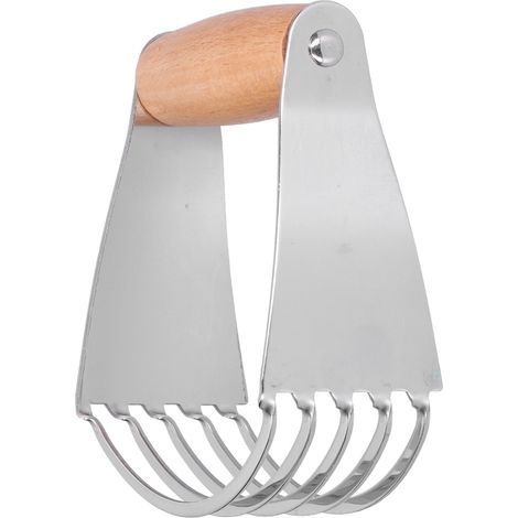 Professioneller Teigschneider, Gebäckmischer und robustes Teigmesser aus Edelstahl, schwere Klinge, Holzfarbe, praktisches Backwerkzeug. (1/5)