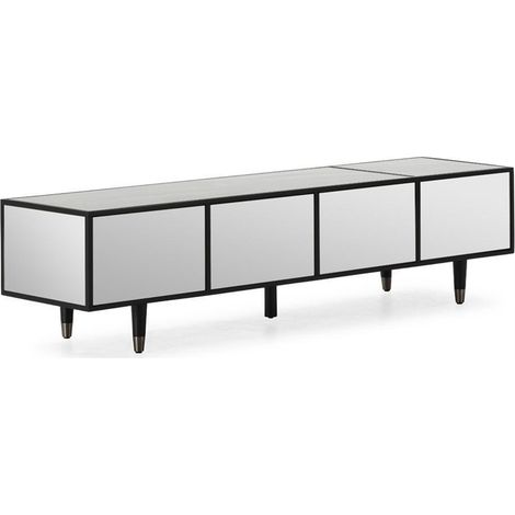 Meuble tv miroir noir contemporain - noir et miroir fumé (1/5)
