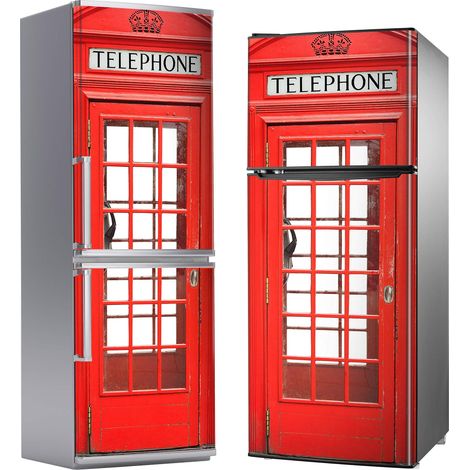Aprint Decor Vinilo Adhesivo Decorativo para Nevera, Especial Libre De Burbujas, Cabina Telefónica Británica Roja, 185cm x 70cm (1/5)