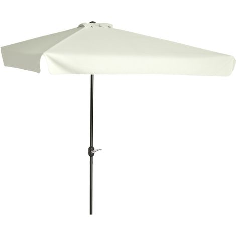 Parasol Terradillos Demi-Carré Balcon Résistant UV Crème Mât Démontable 2,3x1,3m