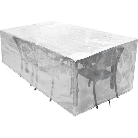 Housse pour Mobilier de Jardin, Étanche, 240 x 140 x 90 cm, Housse de Protection, Bâche Anti-UV, Polyéthylène Respirante pour Tables de Jardin, Mobilier de Patio, Rectangulaire, Transparent (1/5)