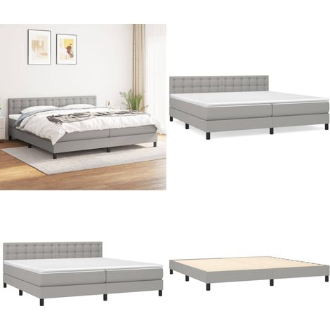 Boxspringbett mit Matratze Hellgrau 200x200 cm Stoff - Boxspringbett - Doppelbett - Bettenrahmen - Schlafsystem - Hellgraues Bett - Home & Living