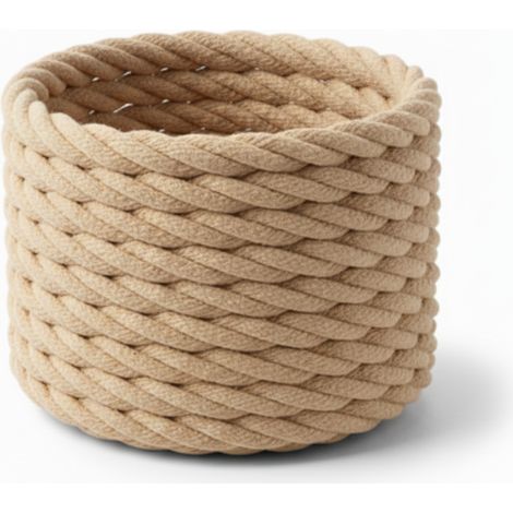 Pot de fleurs décoratif tressé, beige avec effet ficelle (1/3)