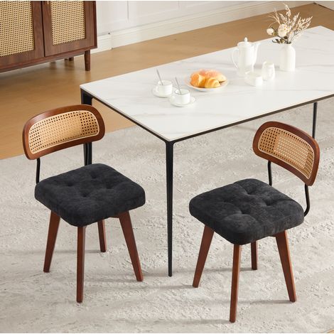 Lote de 2 sillas de comedor giratorias 360° negras de chenilla 43x50x77 cm - CHICFURN (1/5)
