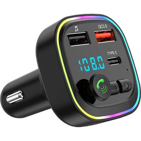 Émetteur FM Bluetooth pour voiture, adaptateur Bluetooth pour voiture, autoradio MP3, 2 ports USB 5V/3A, chargeur rapide allume-cigare 20W QC3.0 + USB-C PD, kit mains libres pour voiture (1/5)