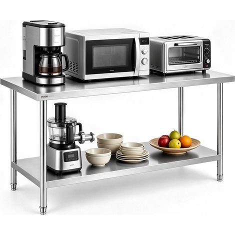 Rangement et préparation facilités avec table inox 76,2 x 182,9 cm, 3 niveaux réglables, cuisine restaurant (1/5)