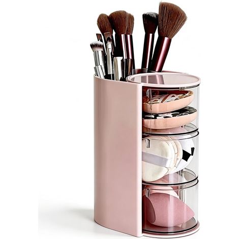 180° Organisateur Maquillage Rotatif,WideSmart Rangement Maquillage Organisateur avec 2 Tiroirs,Boite Rangement MaquillageRangement makeup organizer,Pour décoration de chambre,coiffeuse,chambre à couc (1/5)