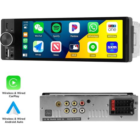 Autoradio stéréo 1 DIN 6,36 pouces, sans fil, CarPlay, écran tactile, BT, FM, USB-C (1/5)
