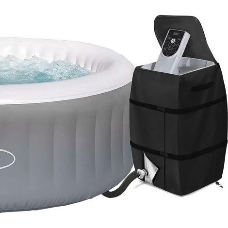 Schwarze, verstellbare und faltbare Abdeckung für Whirlpool-Heizpumpen mit Kordelzug und Schnalle, Poolpumpenschutz (1/5)