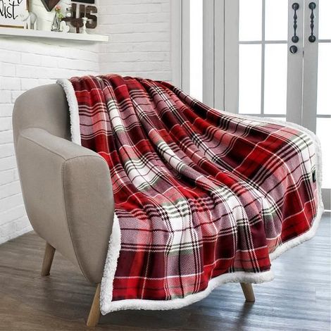 1 pièce Couverture en laine, douceur Sherpa + imprimé festif, couverture de canapé 130x150 cm pour hiver et Noël