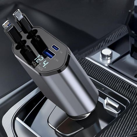 XEPHO Chargeur de voiture 4 en 1 à chargement ultra rapide [iPhone+Typec], 120 W, adapté à tous les types de téléphones portables, tablettes et enregistreurs de conduite (1/5)