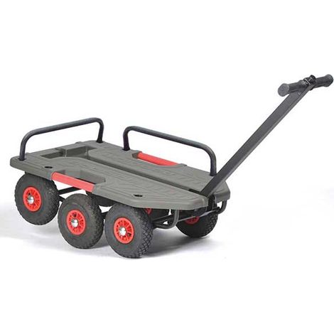 Chariot tout terrain avec 3 ridelles - Roues increvables - Charge max 250kg - M-SUPERHOND-CT-RID