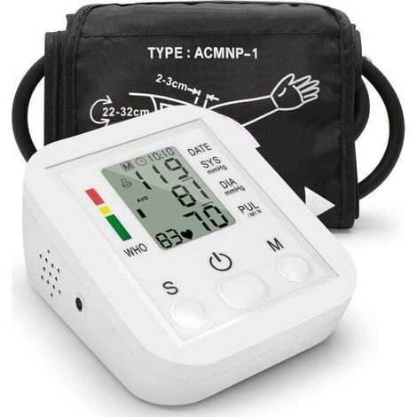 Tensiomètre électronique portable à brassard pour usage domestique, sphygmomanomètre avec écran LCD pour mesure précise de la tension artérielle (1/3)