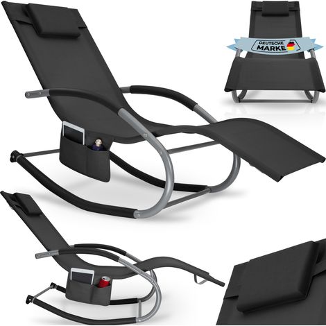 Chaise longue de jardin ergonomique avec fonction balancement noir