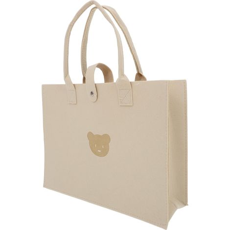 Grand sac en feutre avec anses . à provisions réutilisable beige . de pique-nique résistant et grand