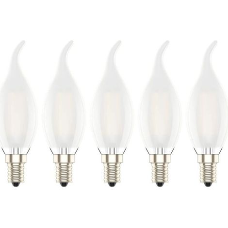 Dimmable 4W Ampoule LED E14 à Filament,Ampoules Flamme,30W Ampoules à incandescence équivalent, 2700K Blanc Chaud et 400LM, Verre Mat,Angle de Faisceau 360°,Lot de 5 (1/5)