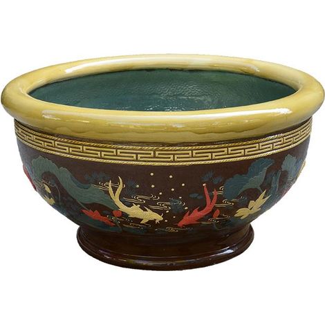 Vasca rotonda in gres smaltato per giardino Zen (Mizubachi) 85x85x46 cm - JT006a (1/5)