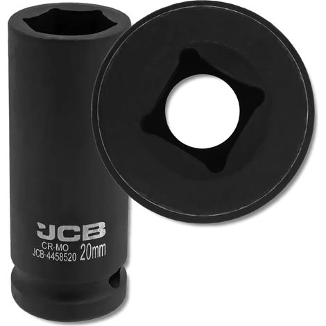 Chiave a bussola a impatto profonda JCB da 1/2" in acciaio Cr-Mo a 6 punte da 20 mm