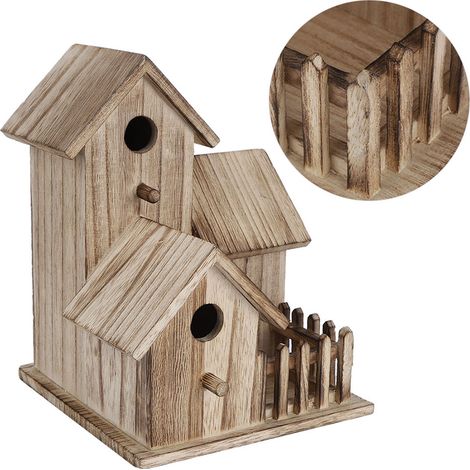 Nichoir en bois pour petit jardin extérieur, accessoire de décoration pour animaux de compagnie (1/5)