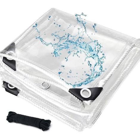 Bache Transparente Anti-Pluie Épaissie Résistant au Vent Imperméable Multi Usage pour Balcon Jardin Terrasse Tarpaulin anti-pluie transparent (1/5)