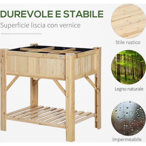 Lit de jardin surélevé en épicéa 6 bacs, 78.5x58x81cm (1/5)