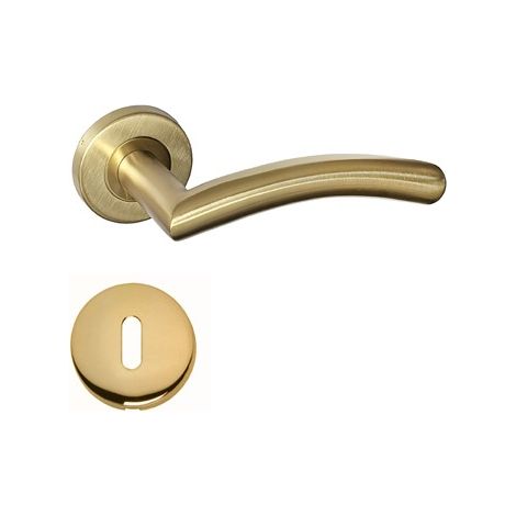 Manillas de puerta con rosetas «Elsa Ángulo Recto» de acero inoxidable 304 KLOSE BESSER  +1 Pareja de rosas con agujero de llave