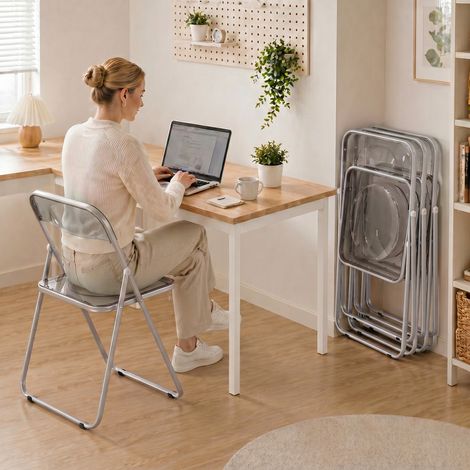 Lot de 4 fauteuils pliants acryliques gris transparent (1/4)