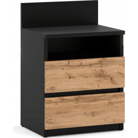 Mesita de noche Mesita de noche Roble negro Wotan 40CM 2S Estante Muebles de dormitorio (1/5)