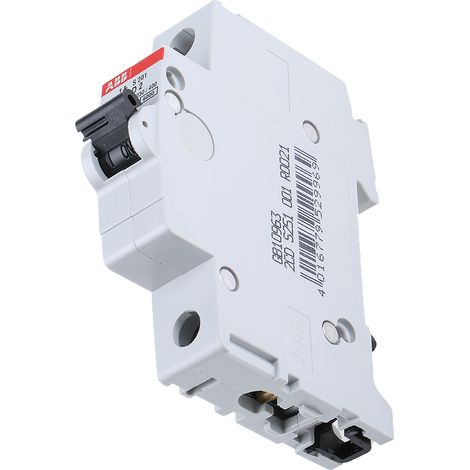Disjoncteur ABB S200 1P, 2A, pouvoir de coupure 6 kA, montage rail DIN ( Prix pour 1 ) (1/2)