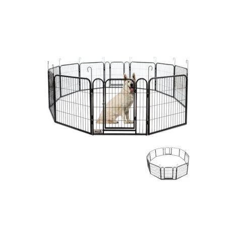 MaxxPet Parque para perros – Valla para perros interior y exterior - Parque para cachorros, conejos y otras mascotas - Zona de juegos plegable – Jaula con 12 paneles – 60x60 cm - Incl. cuenco (1/5)