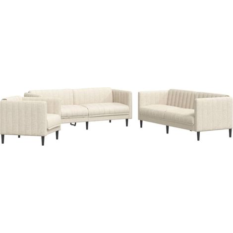 Maison Exclusive - Set di Divani 3 pz Crema in Tessuto