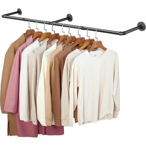 Portant a Vetement Penderie Murale Cintre Mural Amovible en MéTal de 184 cm Pour Suspendre les VêTements Dans la Chambre Sans Prendre de Place Tringle Vetement Murale - Noir (1/5)