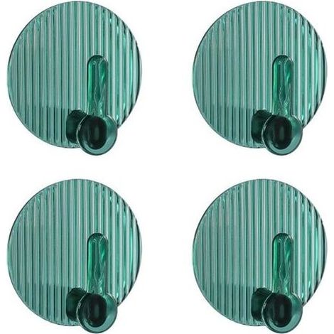 Lot de 4 Patères Murales, Patères, Crochets Autocollants, sans Perçage, Patères Autocollantes Solides pour Porte-serviettes, Salle de Bain, Douche, Cuisine, Clés, Porte (Vert) (1/5)