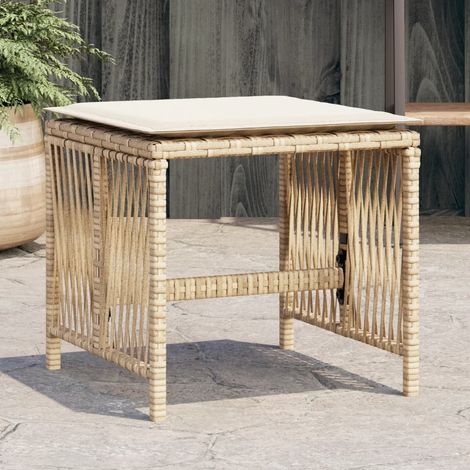 vidaXL Garden Stools with Cushions 4 pcs Beige 41x41x36 cm Poly Rattan (1/5)