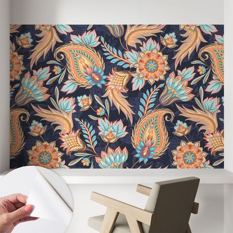 Tapete adhésive moderne pour salon et chambre à coucher Décoration rapide avec colle Motif floral 104x70 cm (1/5)