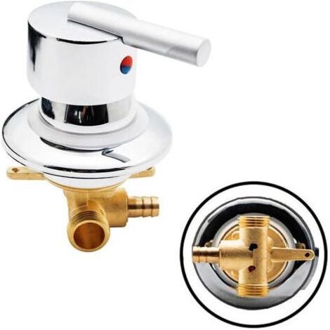 Mitigeur de salle de douche, mitigeur eau chaude et froide, débit unidirectionnel G1/2 pouce, filetage galvanisé, compatible avec les robinets chauds et froids, (1/4)