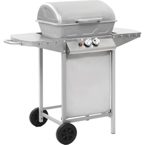 Barbacoa de gas con 2 zonas de cocción Acero Plateado (1/5)