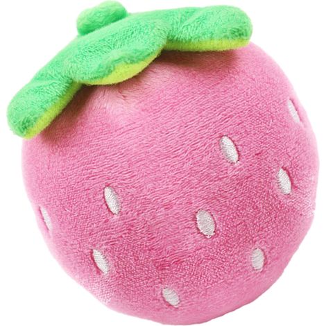 Peluche pour chien rose en forme de fraise, résistante aux morsures et qui couine, idéale pour soulager l'ennui et l'anxiété. (1/4)