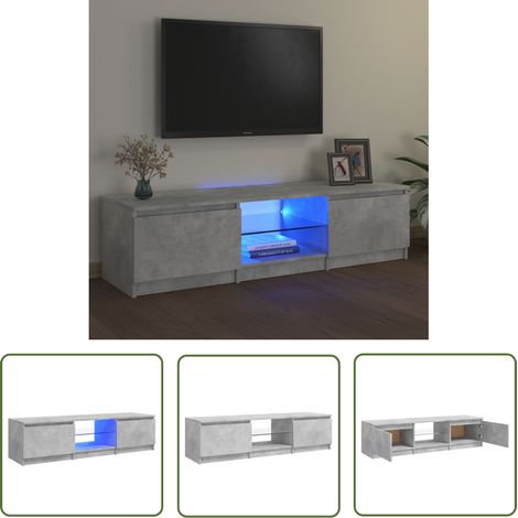 The Living Store TV-Schrank mit LED-Leuchten Betongrau 140x40x35,5 cm - TV Schrank - Betonoptik - LED Beleuchtung - Fernseher Regal - Wohnzimmer Möbel (1/5)