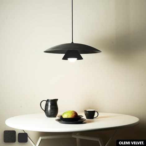 Lampe de suspension en velours - OLEMI VELVET OLIVE - NOIR (1/2)