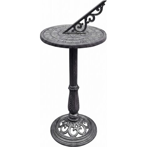 Relaxdays Sundial, Garden & Balcony, Cast Iron, Antique, Roman Numerals, Weatherproof Garden Decoration, Grey