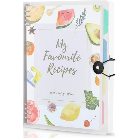 Livre de recettes vierge pour enregistrer vos propres recettes Livre de recettes amovible à 8 anneaux avec 8 intercalaires et 4 autocollants pouvant contenir jusqu'à 272 recettes. (1/5)