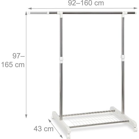 Appendiabiti con ruote regolabile pratico ingresso camera da letto 80 x 40 x 160 cm in metallo argentato 130017369
